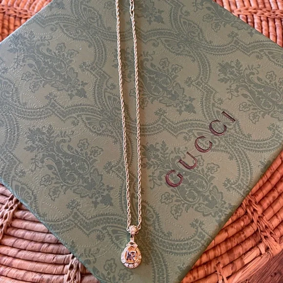 Nina Ricci Gold Plated Two Tone Pendant Necklace with Rhinestones - Picture 7 of 10